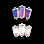 Prong Set Baguette CZ 3-Cluster Flatback Stud Earring / Nosering - CZ in Titanium