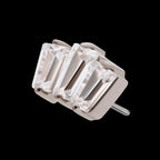 Prong Set Baguette CZ 3-Cluster Flatback Stud Earring / Nosering - CZ in Titanium