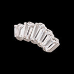 Prong Set Baguette CZ 5-Cluster Fan Shape Flatback Stud Earring / Nosering - CZ in Titanium