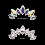 Prong Set Marquise Clear CZ 7-Cluster Fan Shape Flatback Stud Earring / Nosering - Clear CZ in Titanium