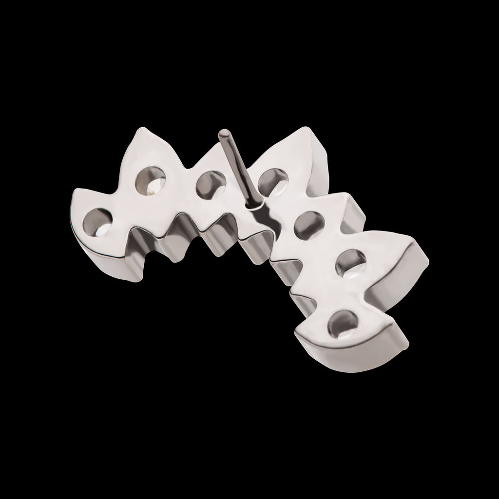 Prong Set Marquise Clear CZ 7-Cluster Fan Shape Flatback Stud Earring / Nosering - Clear CZ in Titanium