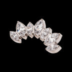 Prong Set Marquise Clear CZ 7-Cluster Fan Shape Flatback Stud Earring / Nosering - Clear CZ in Titanium
