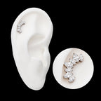 Prong Set Marquise Clear CZ 7-Cluster Fan Shape Flatback Stud Earring / Nosering - Clear CZ in Titanium