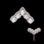 Prong Set Round Clear CZ Chevron Shape Flatback Stud Earring / Nosering - Clear CZ in Titanium