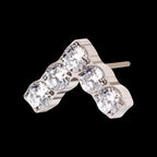 Prong Set Round Clear CZ Chevron Shape Flatback Stud Earring / Nosering - Clear CZ in Titanium