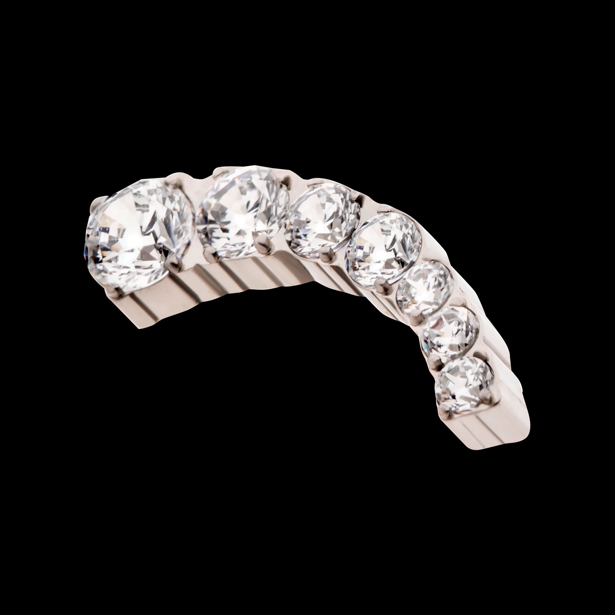 Prong Set Round Clear CZ 7-Cluster Flatback Stud Earring / Nosering - Clear CZ in Titanium