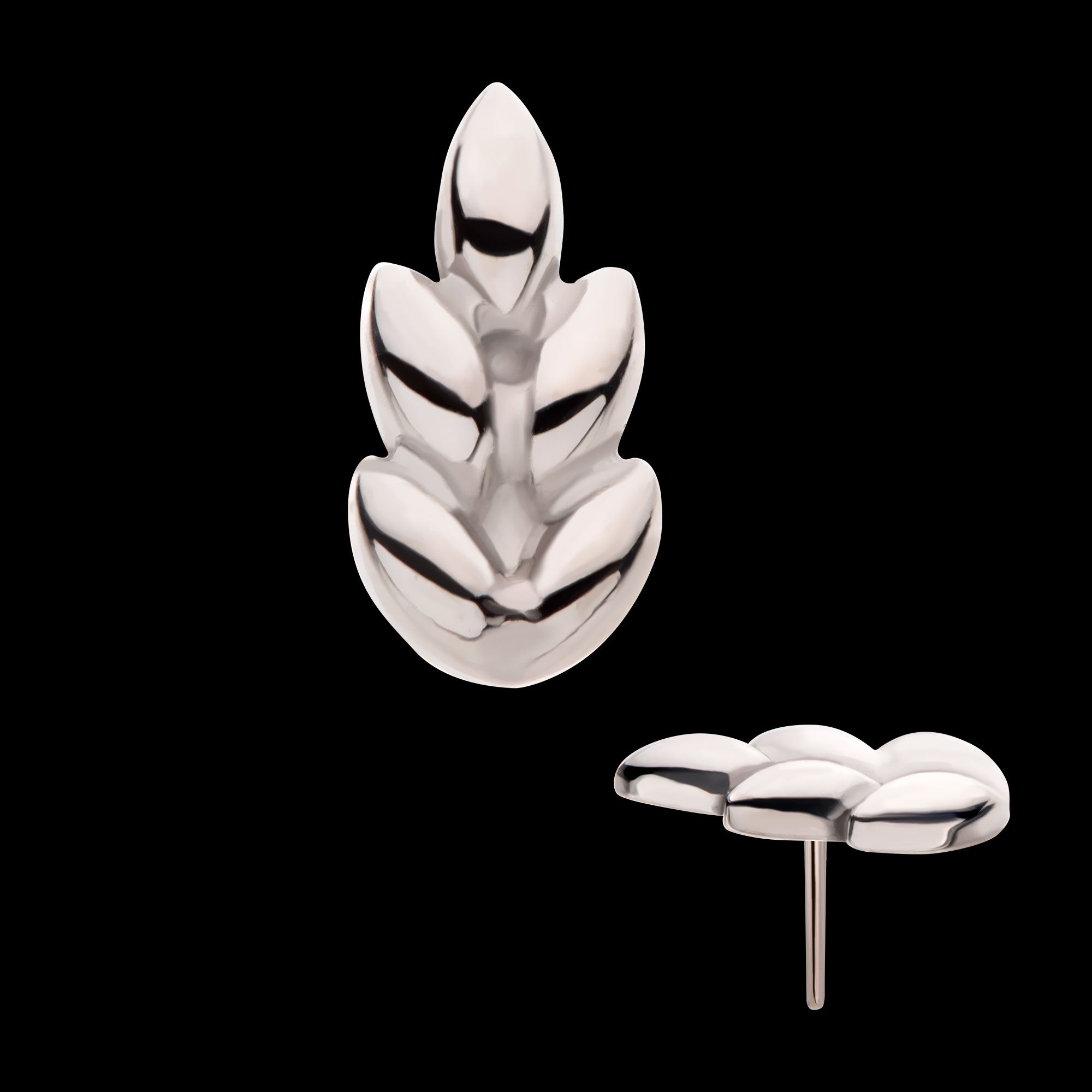 Leaf Flatback Stud Earring / Nosering - Titanium