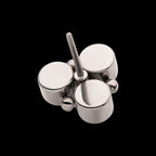4-Bead Bezel Round CZ/Opal 3-Cluster Flatback Stud Earring / Nosering - Opal & CZ & Opal & CZ in Titanium
