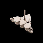Beaded Bezel Set Marquise & Round Gem 3-Cluster Flatback Stud Earring / Nosering - Gem in Titanium