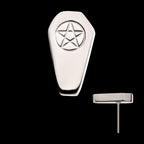 Coffin with Engraved Pentagram Flatback Stud Earring / Nosering - Titanium