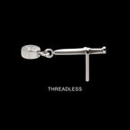 Dangle Bezel Round Gem Dagger Flatback Stud Earring / Nosering - Gem in Titanium