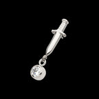 Dangle Bezel Round Gem Dagger Flatback Stud Earring / Nosering - Gem in Titanium
