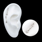Dangle Bezel Round Gem Dagger Flatback Stud Earring / Nosering - Gem in Titanium