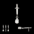 Dangle Bezel Teardrop Gem Dagger Flatback Stud Earring / Nosering - Gem in Titanium