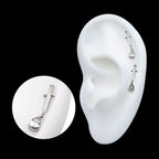 Dangle Bezel Teardrop Gem Dagger Flatback Stud Earring / Nosering - Gem in Titanium