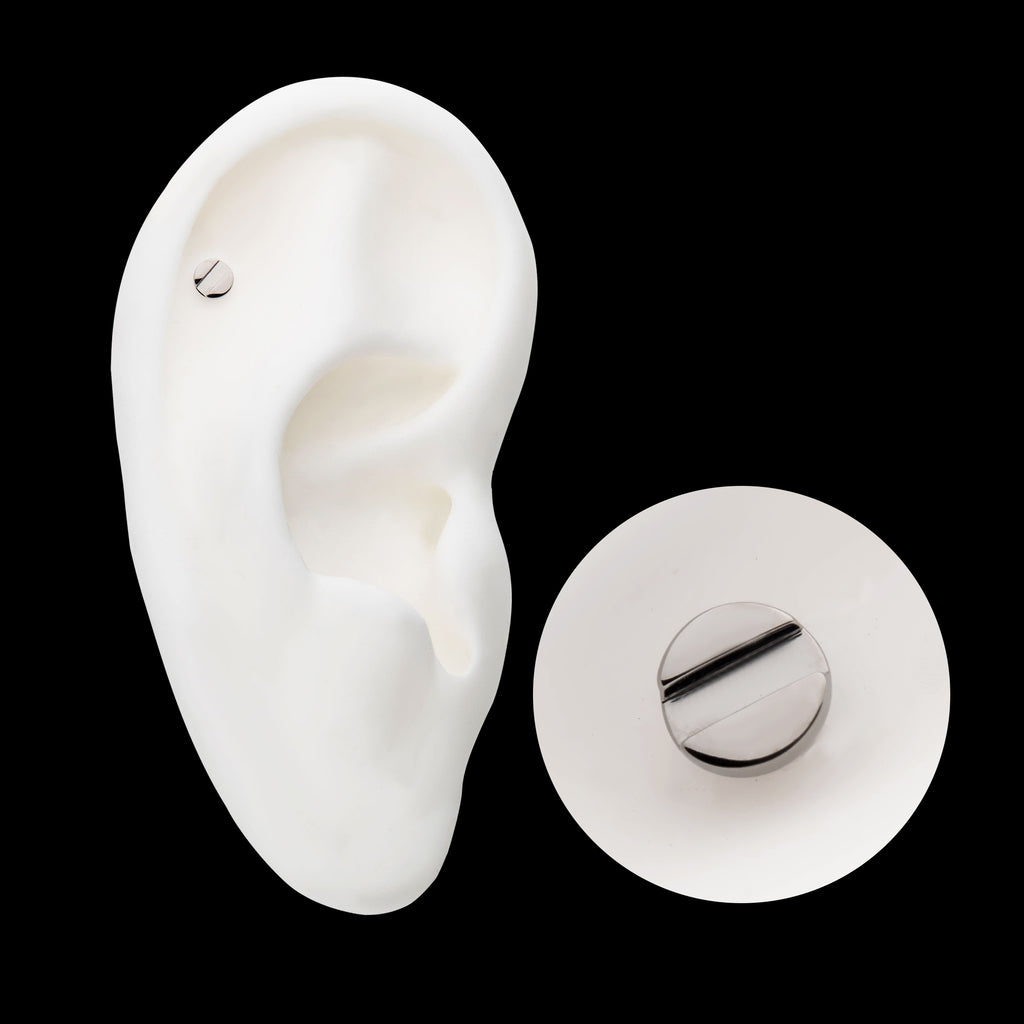 Slotted Screw Flatback Stud Earring / Nosering - Titanium