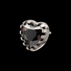 Scalloped Crown Heart Gem Threadless Top Earring / Nosering – Titanium