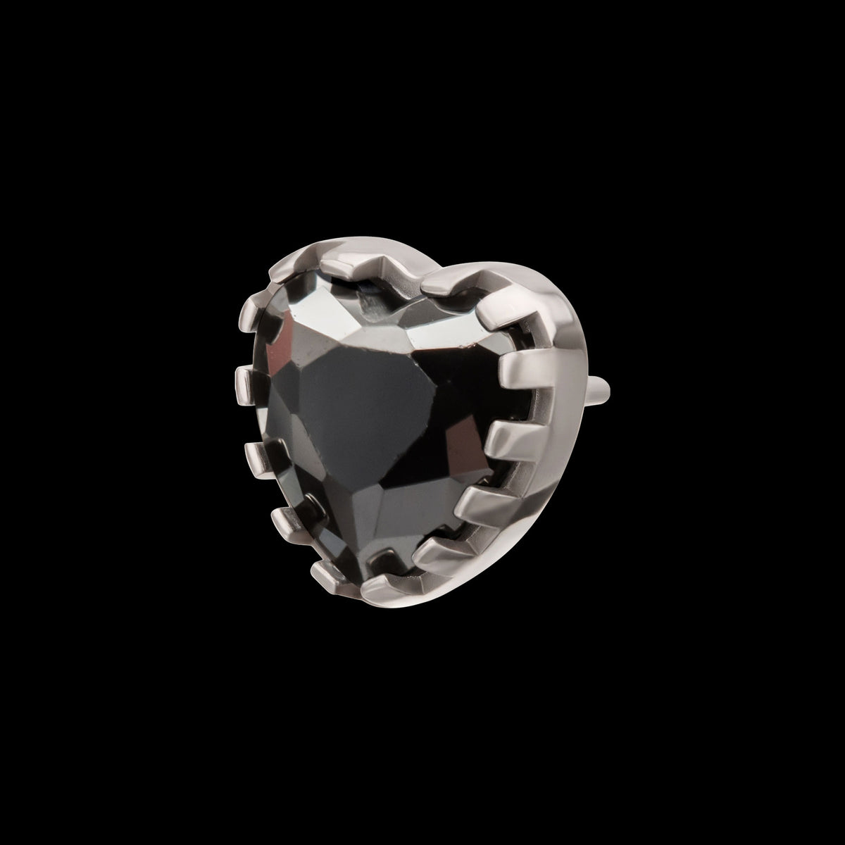 Scalloped Crown Heart Gem Threadless Top Earring / Nosering – Titanium