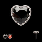 Scalloped Crown Heart Gem Threadless Top Earring / Nosering – Titanium