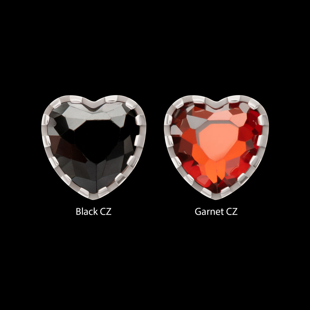 Scalloped Crown Heart Gem Threadless Top Earring / Nosering – Titanium