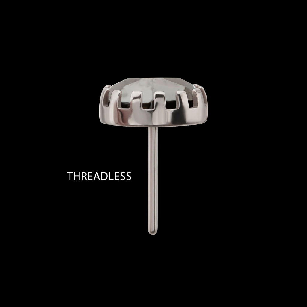 Scalloped Crown Heart Gem Threadless Top Earring / Nosering – Titanium