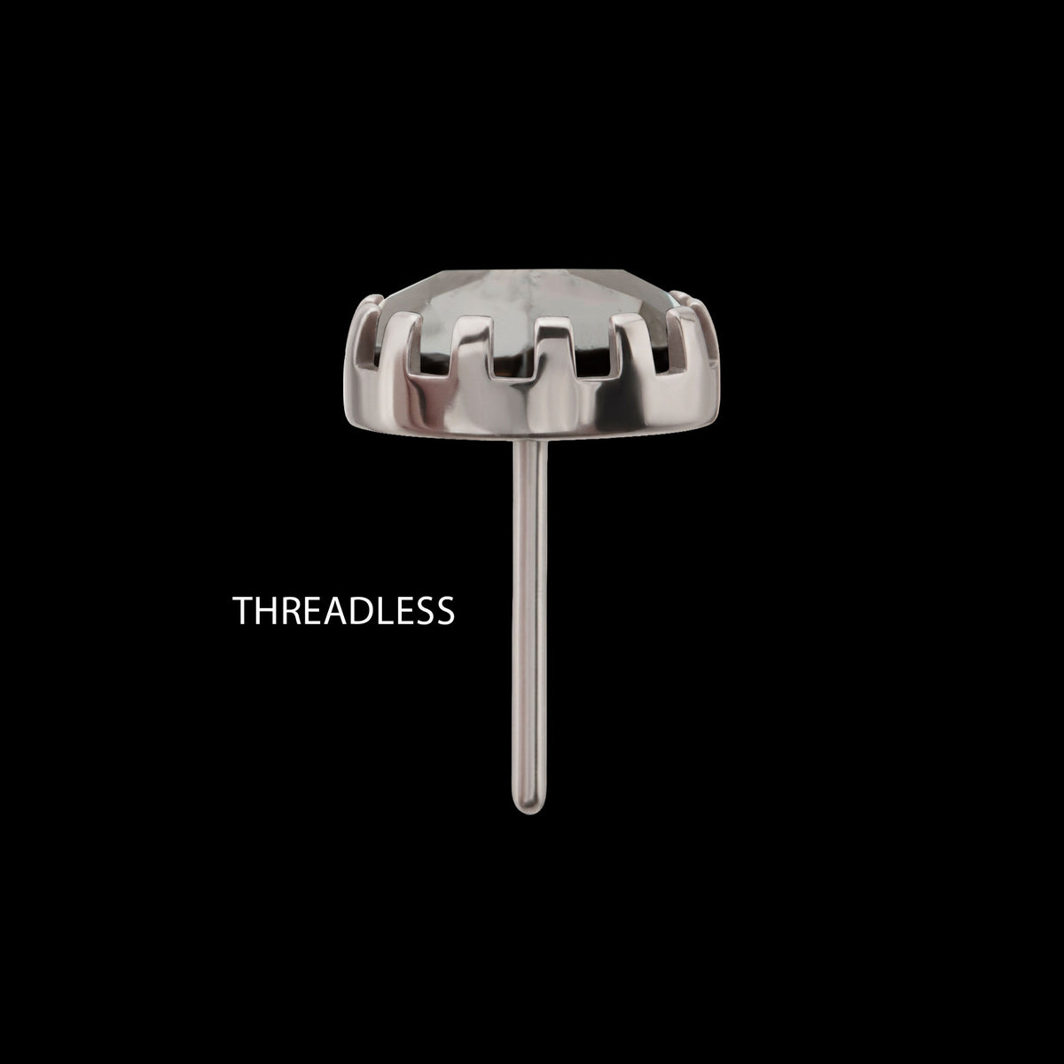 Scalloped Crown Heart Gem Threadless Top Earring / Nosering – Titanium