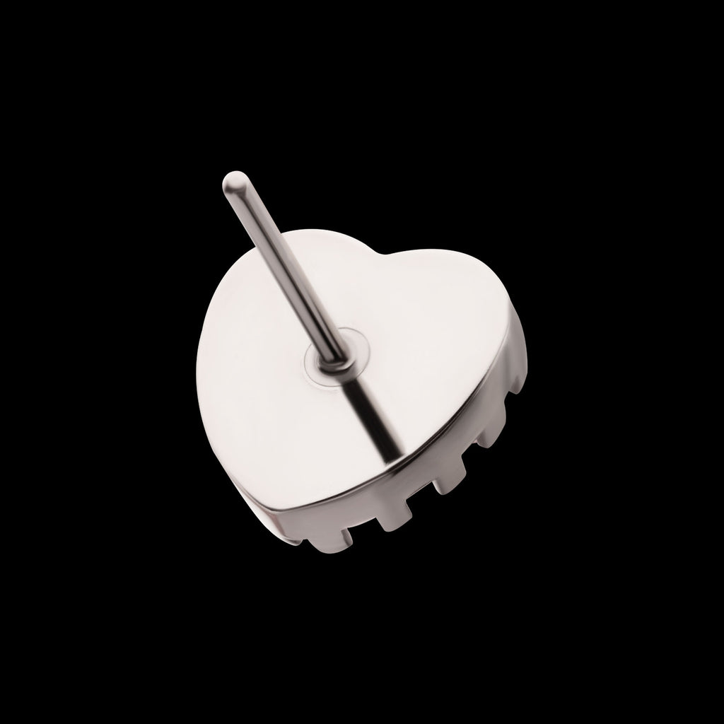 Scalloped Crown Heart Gem Threadless Top Earring / Nosering – Titanium