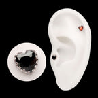 Scalloped Crown Heart Gem Threadless Top Earring / Nosering – Titanium