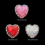 Prong Edge Opal Heart Flatback Stud Earring / Nosering - Opal in Titanium