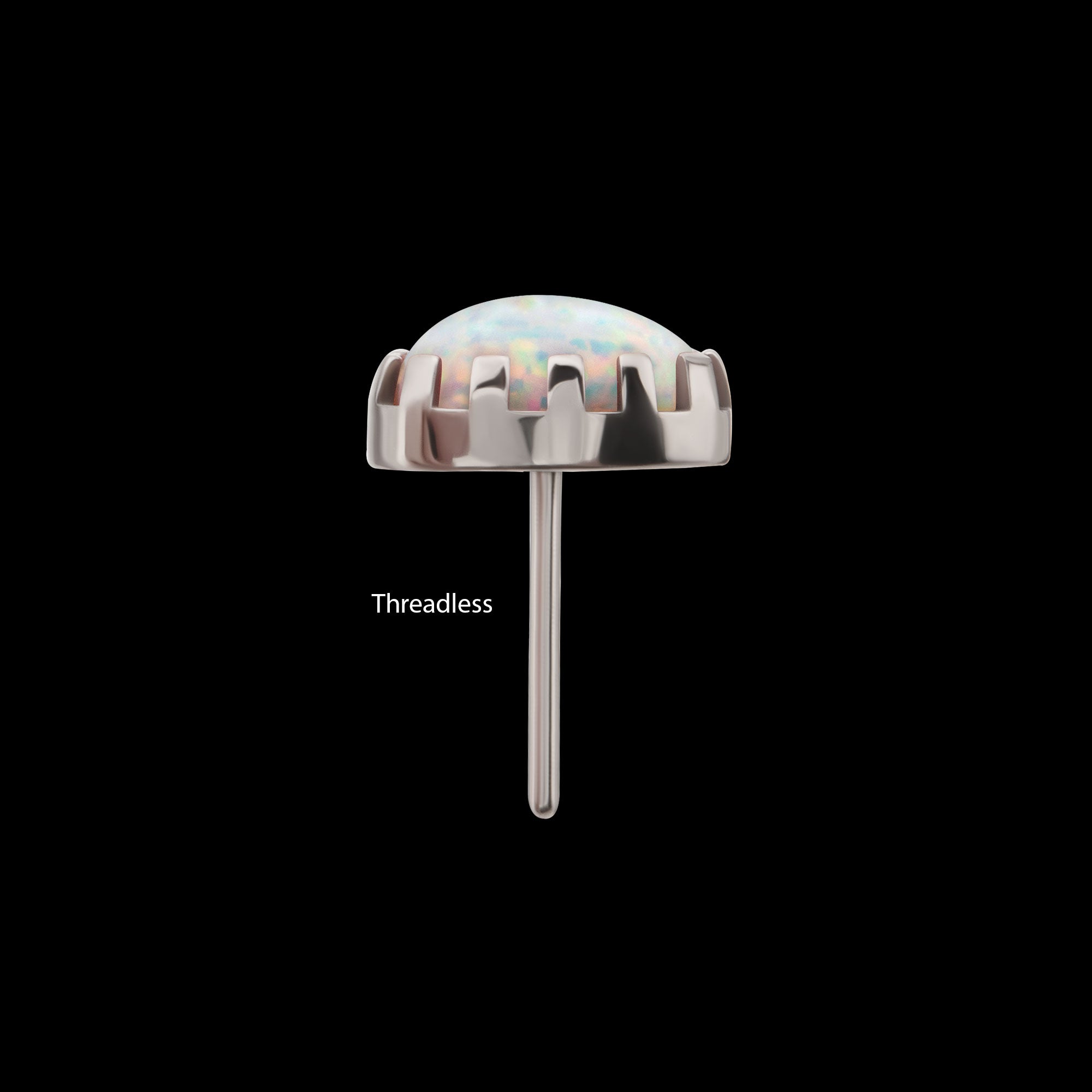 Prong Edge Opal Heart Flatback Stud Earring / Nosering - Opal in Titanium