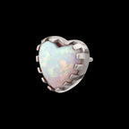 Prong Edge Opal Heart Flatback Stud Earring / Nosering - Opal in Titanium