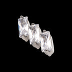 Prong Set Baguette CZ Diagonal 3-Cluster Flatback Stud Earring / Nosering - CZ in Titanium