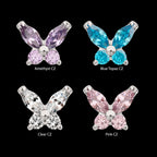 Small Butterfly with Prong Set Round & Marquise Gem Flatback Stud Earring / Nosering - Gem in Titanium