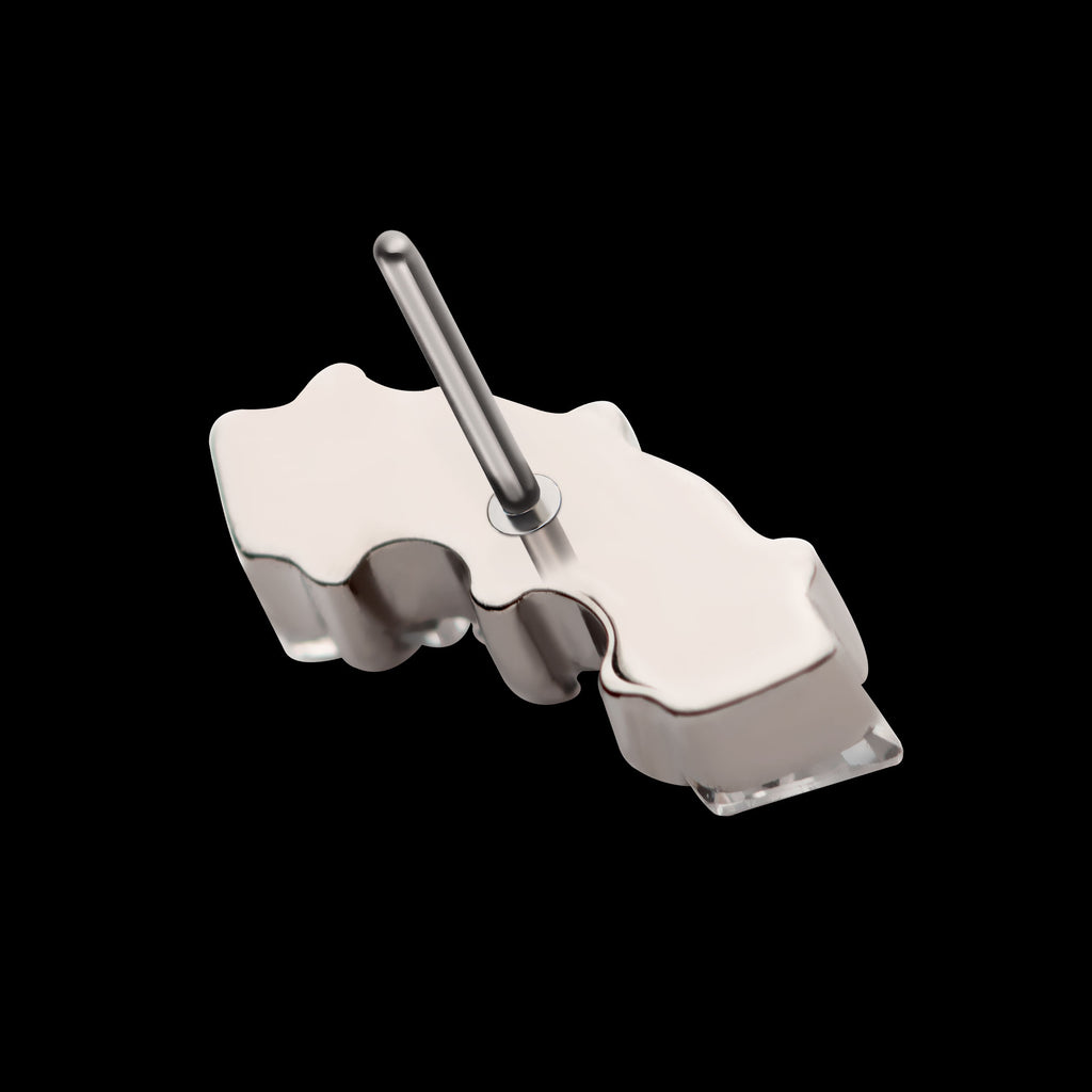 Prong Set Trapezoid CZ 3-Cluster Flatback Stud Earring / Nosering - CZ in Titanium