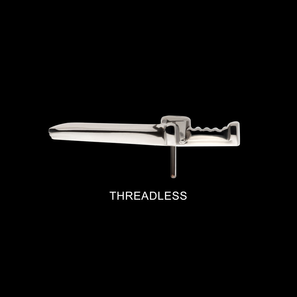 Bezel Set 1mm CZ Dagger Flatback Stud Earring / Nosering - CZ in Titanium