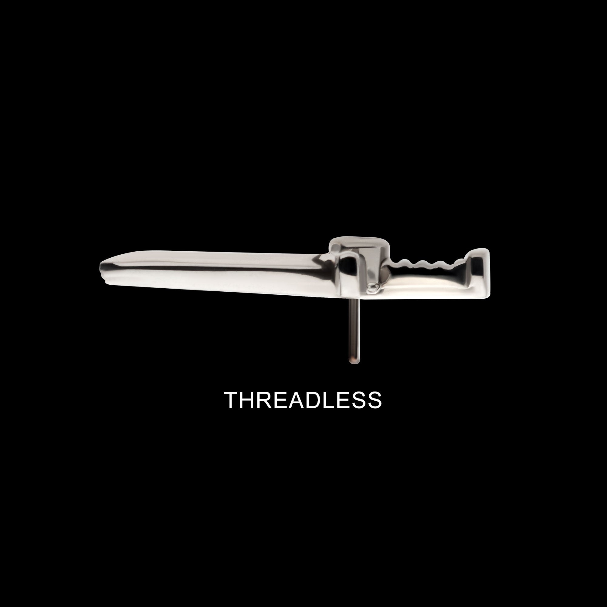 Bezel Set 1mm CZ Dagger Flatback Stud Earring / Nosering - CZ in Titanium