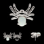 Prong Set Opal/CZ Spider Flatback Stud Earring / Nosering - Opal & CZ & Opal & CZ in Titanium