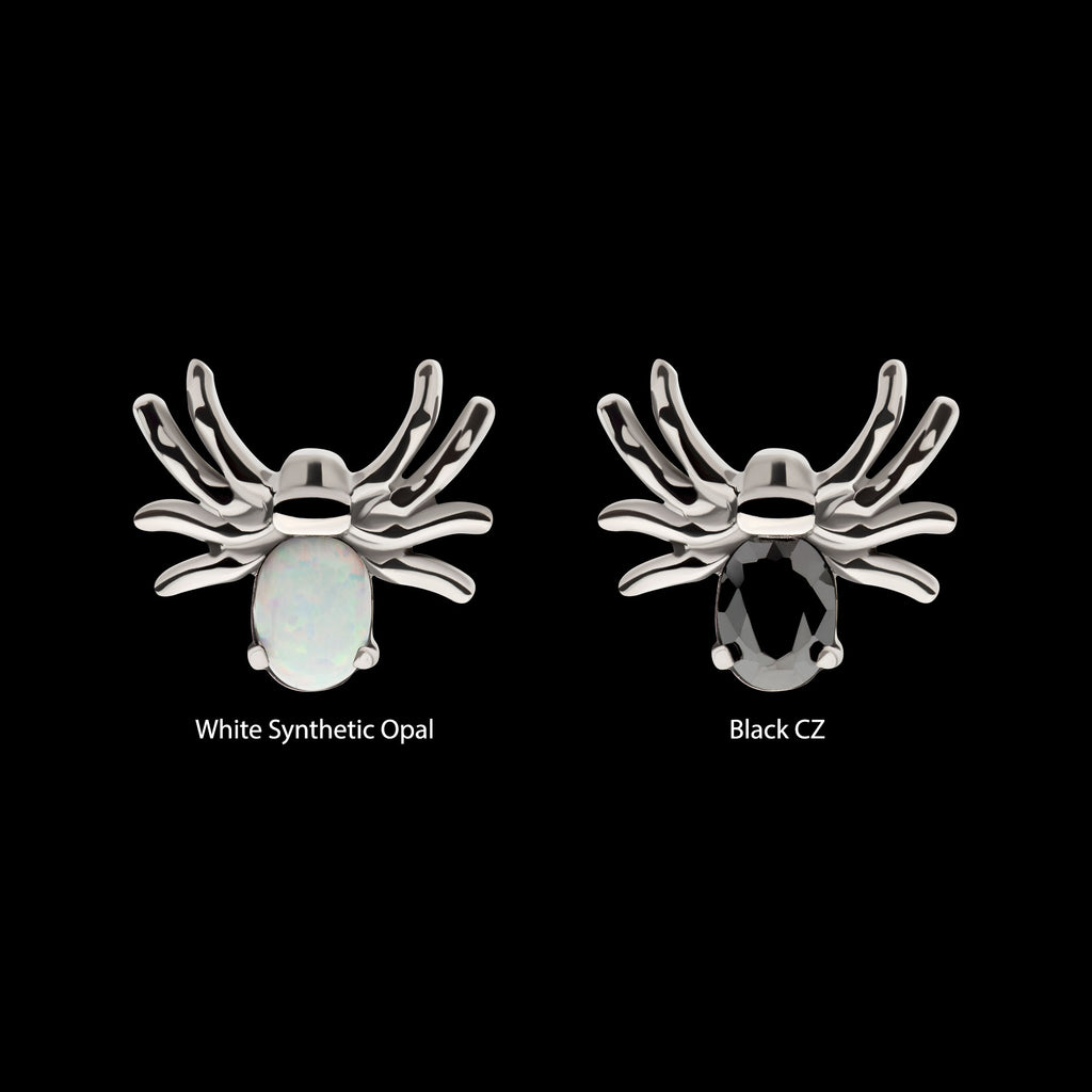 Prong Set Opal/CZ Spider Flatback Stud Earring / Nosering - Opal & CZ & Opal & CZ in Titanium