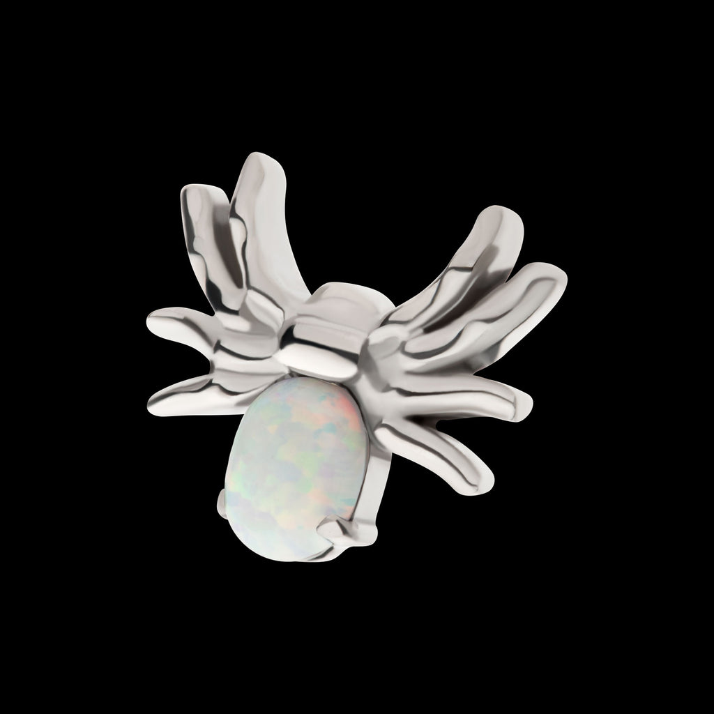 Prong Set Opal/CZ Spider Flatback Stud Earring / Nosering - Opal & CZ & Opal & CZ in Titanium