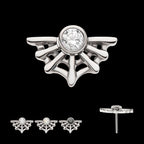 Bezel Set CZ Spiderweb Flatback Stud Earring / Nosering - CZ in Titanium