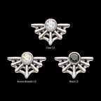 Bezel Set CZ Spiderweb Flatback Stud Earring / Nosering - CZ in Titanium