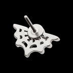 Bezel Set CZ Spiderweb Flatback Stud Earring / Nosering - CZ in Titanium