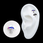 Prong Set Multi Shape CZ Mushroom Flatback Stud Earring / Nosering - CZ in Titanium