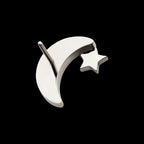 Star with Pave Set CZ Crescent Moon Flatback Stud Earring / Nosering - CZ in Titanium