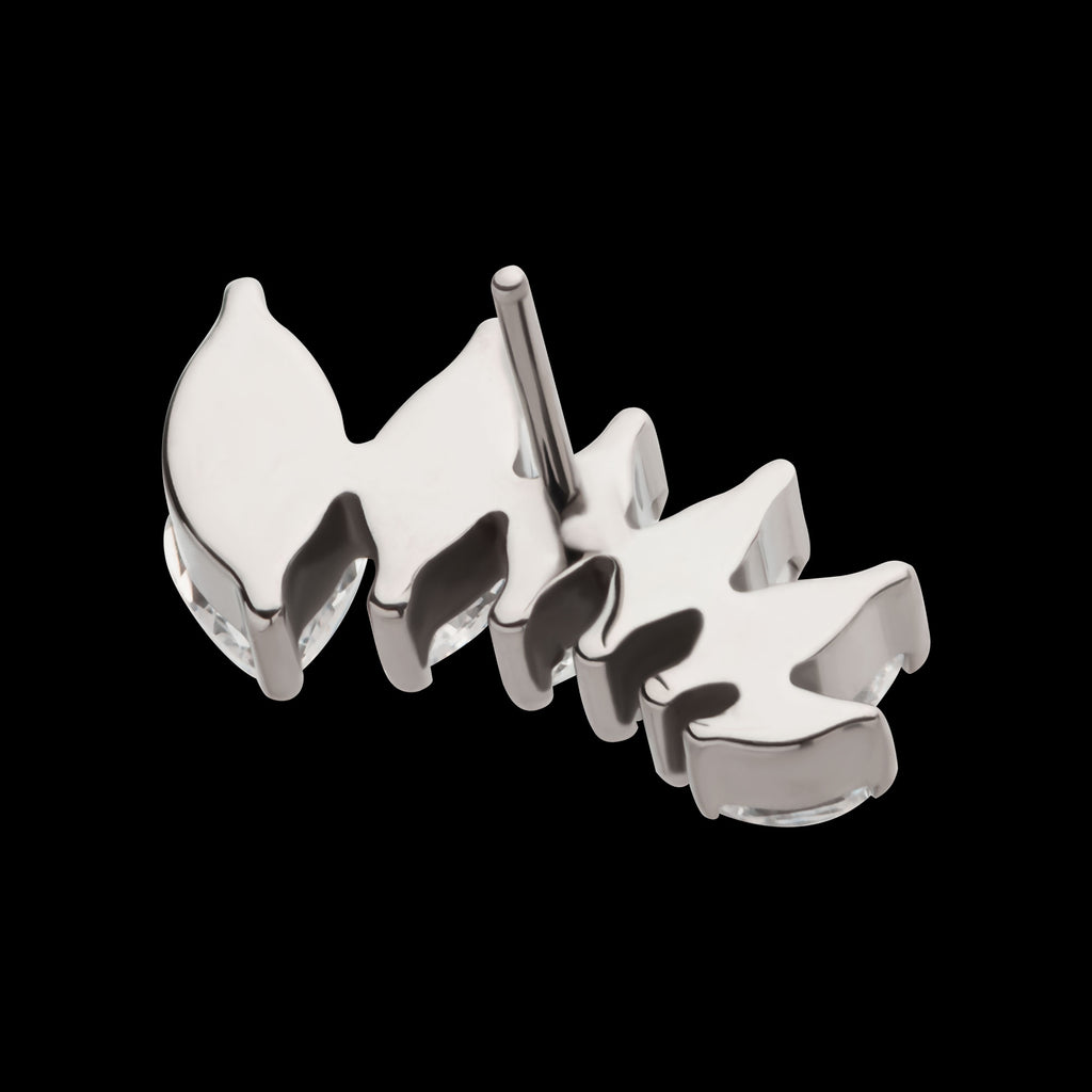 6-Cluster Marquise CZ Vine Leaf Flatback Stud Earring / Nosering - CZ in Titanium