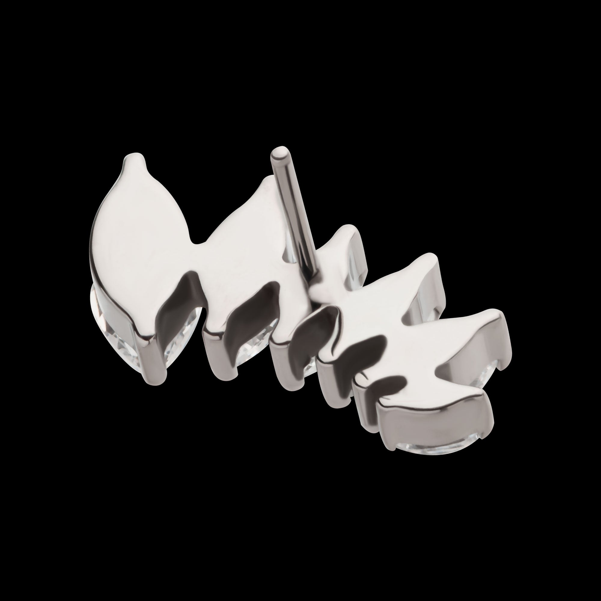 6-Cluster Marquise CZ Vine Leaf Flatback Stud Earring / Nosering - CZ in Titanium