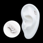6-Cluster Marquise CZ Vine Leaf Flatback Stud Earring / Nosering - CZ in Titanium