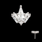 Multi Shape Clear CZ 4-Cluster Flatback Stud Earring / Nosering - Clear CZ in Titanium
