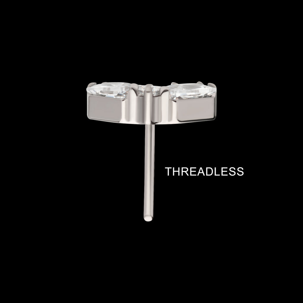 Multi Shape Clear CZ 4-Cluster Flatback Stud Earring / Nosering - Clear CZ in Titanium