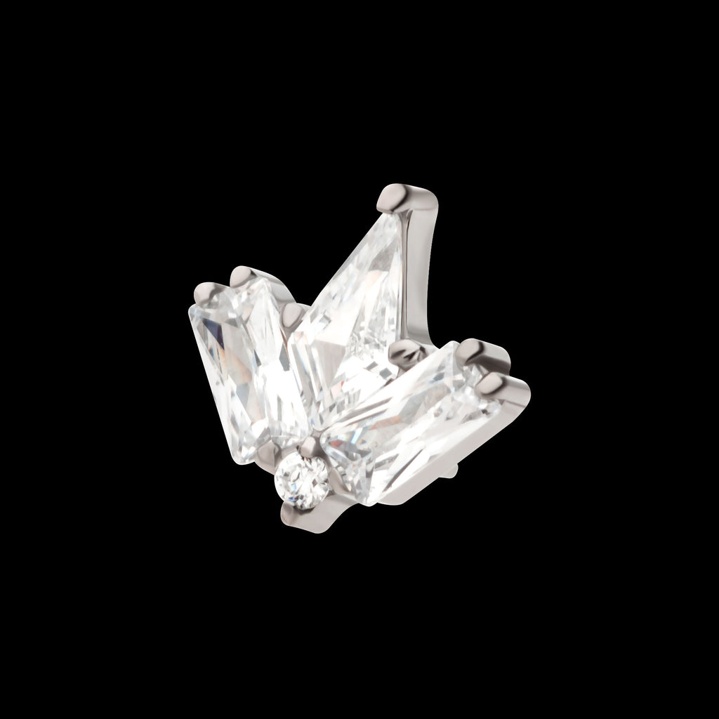 Multi Shape Clear CZ 4-Cluster Flatback Stud Earring / Nosering - Clear CZ in Titanium